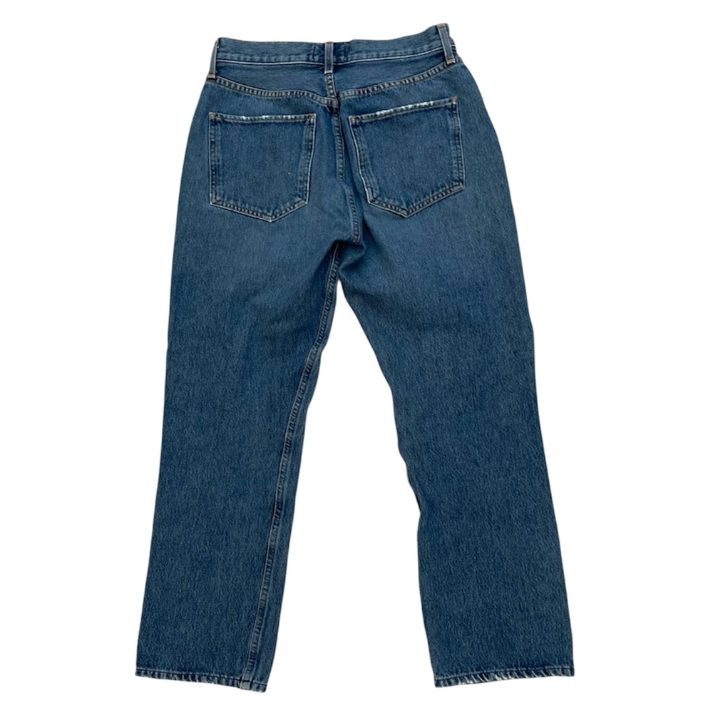 AGOLDE Blue Riley High Rise Straight Crop Jeans Distressed - Picture 4 of 10